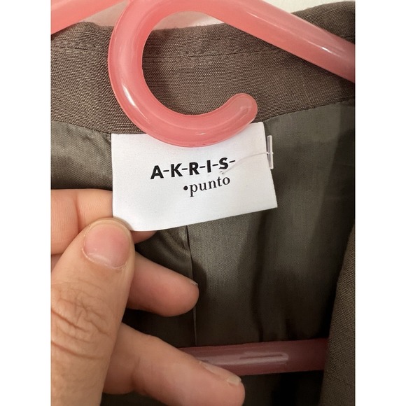 AKRIS Punto Brown Linen Blend Jacket Blazer One Button Size 10 - Picture 4 of 7